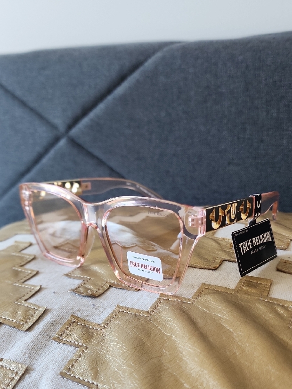 Women's Transparent Pink Square Sunglasses